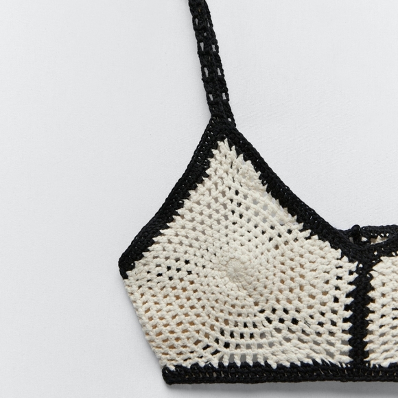 Crocheted Bralette black and white Zara - Picture 4 of 16